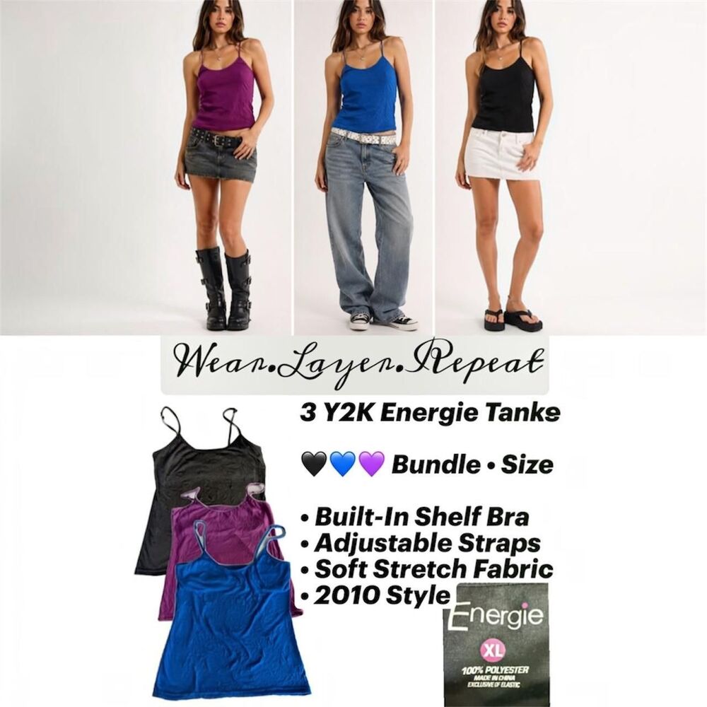 Energie Women's lot 3 tanks blue black purple xl